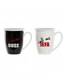 Cup with Tea Filter DKD Home Decor Boss Stainless steel Porcelain (380 ml) (2 pcs)