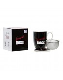 Cup with Tea Filter DKD Home Decor Boss Stainless steel Porcelain (380 ml) (2 pcs)