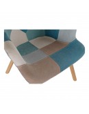 Armchair DKD Home Decor Beige Polyester Pinewood Sky blue (70 x 70 x 95 cm) (2 pcs)