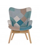 Armchair DKD Home Decor Beige Polyester Pinewood Sky blue (70 x 70 x 95 cm) (2 pcs)