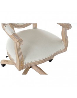 Chair DKD Home Decor Beige Linen Rubber wood