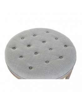 Bench DKD Home Decor Grey Linen Rubber wood (70 x 70 x 48 cm)