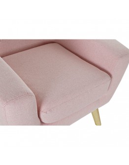 Armchair DKD Home Decor Polyester Rubber wood Light Pink (81 x 80 x 80 cm)