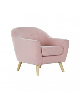 Armchair DKD Home Decor Polyester Rubber wood Light Pink (81 x 80 x 80 cm)