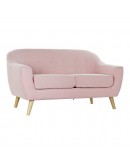 2-Seater Sofa DKD Home Decor Polyester Rubber wood Light Pink (146 x 84 x 82 cm)