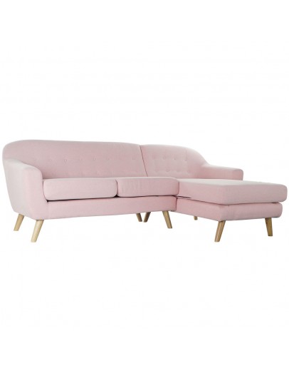 3-Seater Sofa DKD Home Decor Polyester Rubber wood Light Pink (226 x 144 x 84 cm)