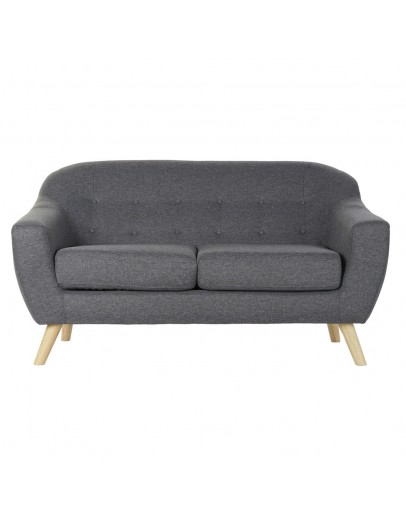 2-Seater Sofa DKD Home Decor Grey Polyester Rubber wood (146 x 72 x 82 cm)