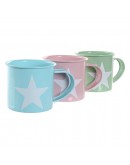 Mug DKD Home Decor Blue Green Pink Metal (360 ml) (3 pcs)