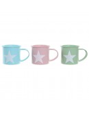 Mug DKD Home Decor Blue Green Pink Metal (360 ml) (3 pcs)