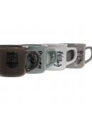 Mug DKD Home Decor Green Grey Stoneware Dark brown Light brown (180 ml) (4 pcs)