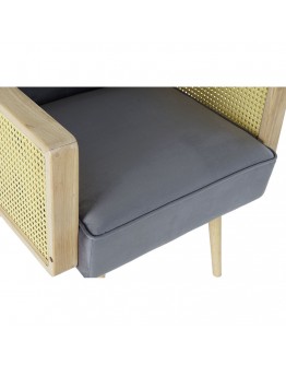 Armchair DKD Home Decor Grey Polyester Rattan (64 x 70 x 78 cm)