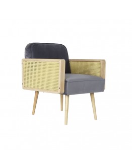 Armchair DKD Home Decor Grey Polyester Rattan (64 x 70 x 78 cm)