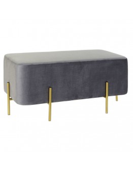 Bench DKD Home Decor Grey Polyester Metal Golden (91 x 46.5 x 42 cm)