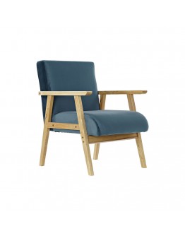 Armchair DKD Home Decor Blue Polyester MDF Wood (62 x 65 x 76 cm)