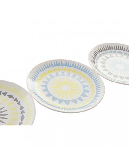 Flat plate DKD Home Decor Multicolour China crockery (3 pcs) (18.5 x 18.5 x 2.5 cm)