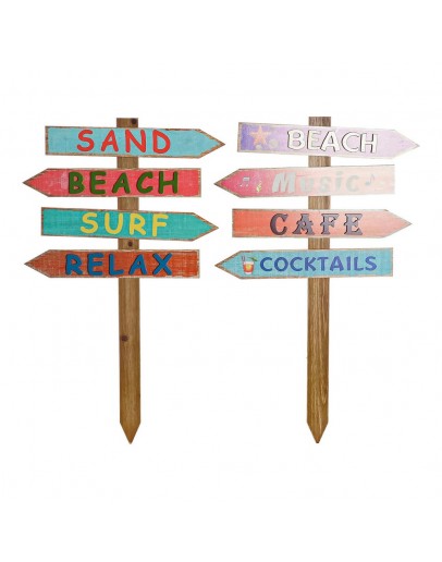 Decorative Figure DKD Home Decor Signs Beach MDF Wood (2 pcs) (54.5 x 2.5 x 90 cm)