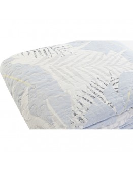 Bed Cover DKD Home Decor Blue White Polyester Cotton Sheets (180 x 260 x 1 cm)