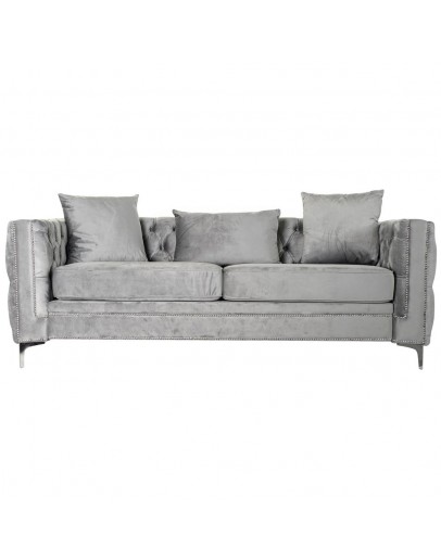 3-Seater Sofa DKD Home Decor Polyester Metal Light Grey (210 x 88 x 76 cm)