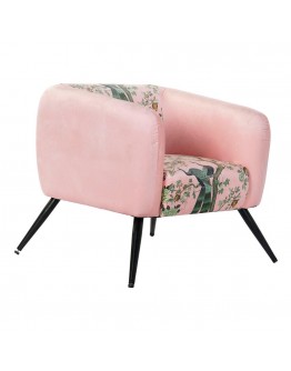 Armchair DKD Home Decor Black Pink Polyester Metal (70 x 67 x 71 cm)