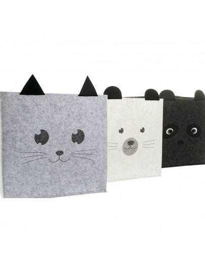 Basket DKD Home Decor Felt animals (3 pcs) (32 x 32 x 32 cm)