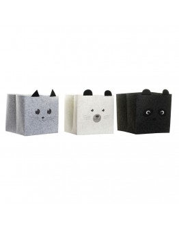 Basket DKD Home Decor Felt animals (3 pcs) (32 x 32 x 32 cm)