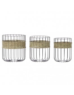 Basket set DKD Home Decor Metal Fibre Loft (3 pcs)