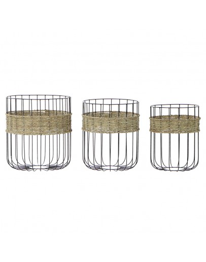 Basket set DKD Home Decor Metal Fibre Loft (3 pcs)