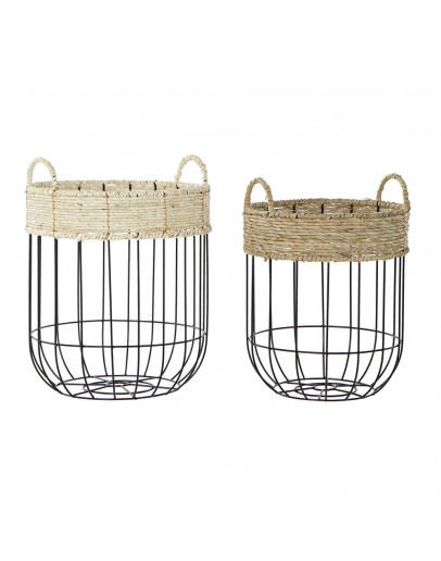 Basket set DKD Home Decor Metal Fibre Loft (2 pcs)