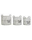 Basket set DKD Home Decor Linen Metal Loft (3 pcs)