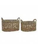 Basket set DKD Home Decor Fibre Boho Seagrass (2 pcs)