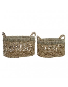 Basket set DKD Home Decor Fibre Boho Seagrass (2 pcs)