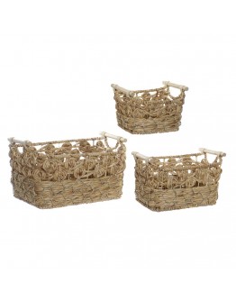 Basket set DKD Home Decor Fibre Boho Seagrass (3 pcs)