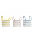 Basket DKD Home Decor Cotton (3 pcs) (25 x 25 x 19 cm)