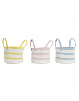 Basket DKD Home Decor Cotton (3 pcs) (25 x 25 x 19 cm)