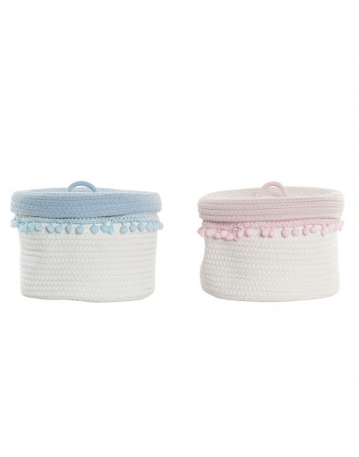 Basket DKD Home Decor Cotton (2 pcs) (26 x 26 x 20 cm)