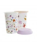 Mug DKD Home Decor Silicone Porcelain (400 ml) (2 pcs)