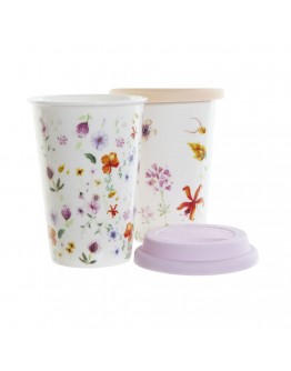 Mug DKD Home Decor Silicone Porcelain (400 ml) (2 pcs)