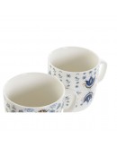 Mug DKD Home Decor Tile Blue White Porcelain (380 ml) (2 pcs)