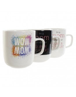 Mug DKD Home Decor Porcelain (380 ml) (4 pcs)