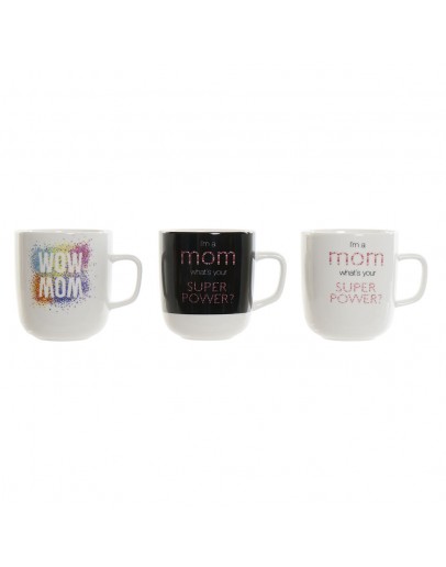 Mug DKD Home Decor Porcelain (380 ml) (4 pcs)