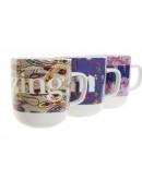 Mug DKD Home Decor Porcelain (380 ml) (3 pcs)