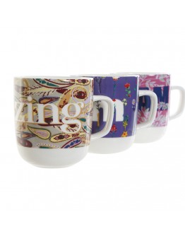 Mug DKD Home Decor Porcelain (380 ml) (3 pcs)