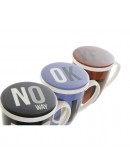 Cup with Tea Filter DKD Home Decor Blue Black Red Stainless steel Porcelain (380 ml) (3 pcs)