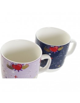 Mug DKD Home Decor Porcelain Lilac Light mauve (380 ml) (2 pcs)