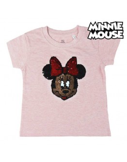 Child's Short Sleeve T-Shirt Minnie Mouse Pink Sequins