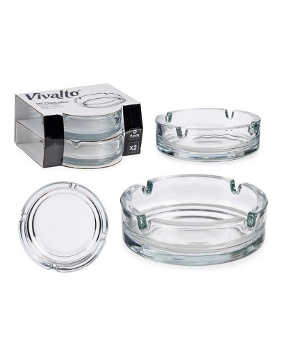 Ashtray Transparent Crystal (2 Pieces) (Ø 10,6 x 3,5 cm)