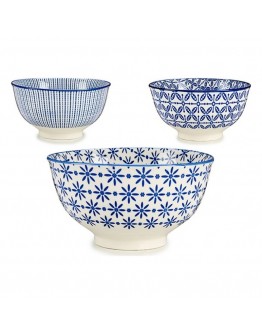 Bowl Porcelain 400 ml Blue / White (14 x 7 x 14 cm)