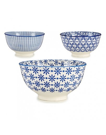 Bowl Porcelain 400 ml Blue / White (14 x 7 x 14 cm)