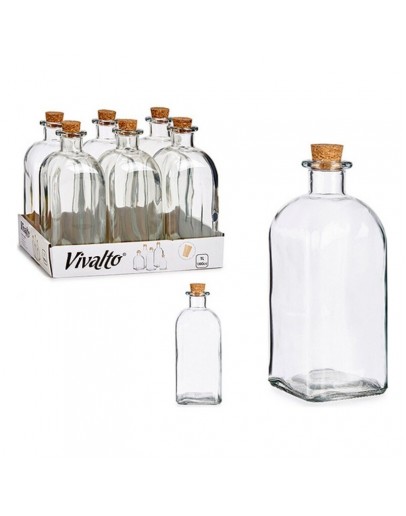 Glass Bottle Vivalto Transparent Cork Glass (1000 ml)