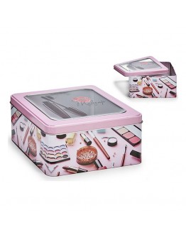 Box with cover Pink Plastic Tin